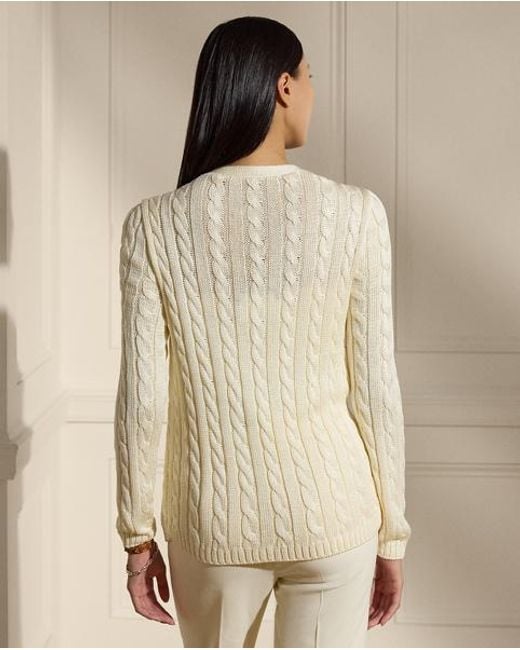 Ralph Lauren Natural Cable-Knit Silk Cardigan Sweater
