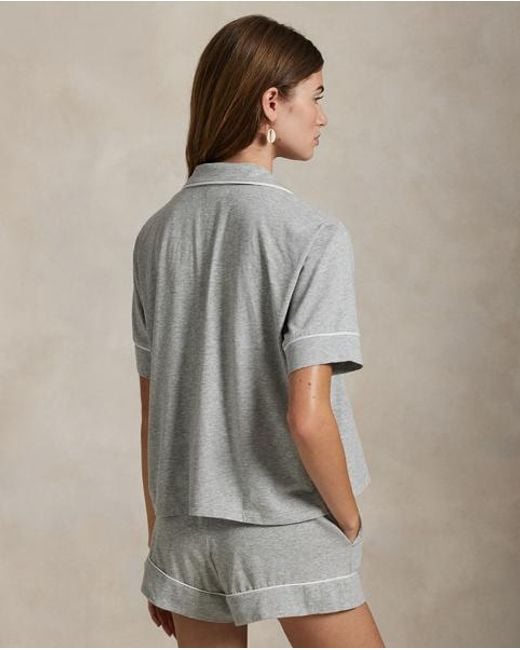 Polo Ralph Lauren Brown Kurzärmliger Jersey-Pyjama Mit Paspeln