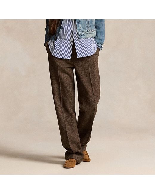 Polo Ralph Lauren Wool Tweed Relaxed Straight Trouser in Black