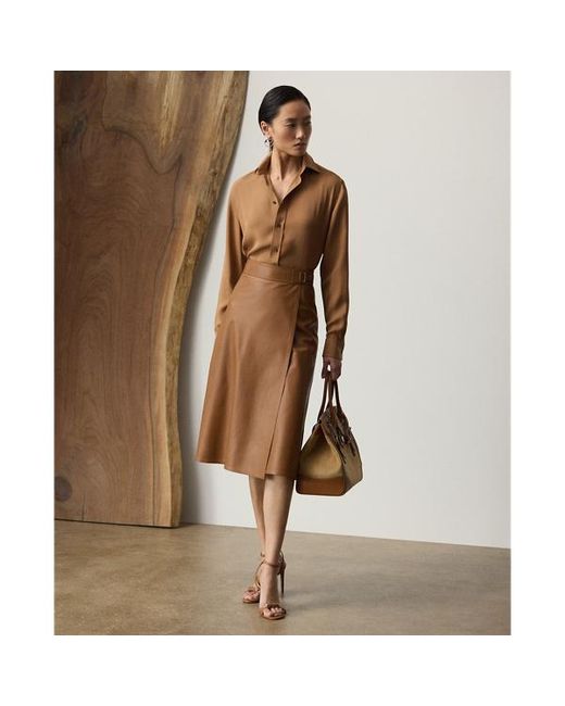 Ralph Lauren Brown Ralph Lauren Adrien Relaxed Fit Crepe Georgette Shirt