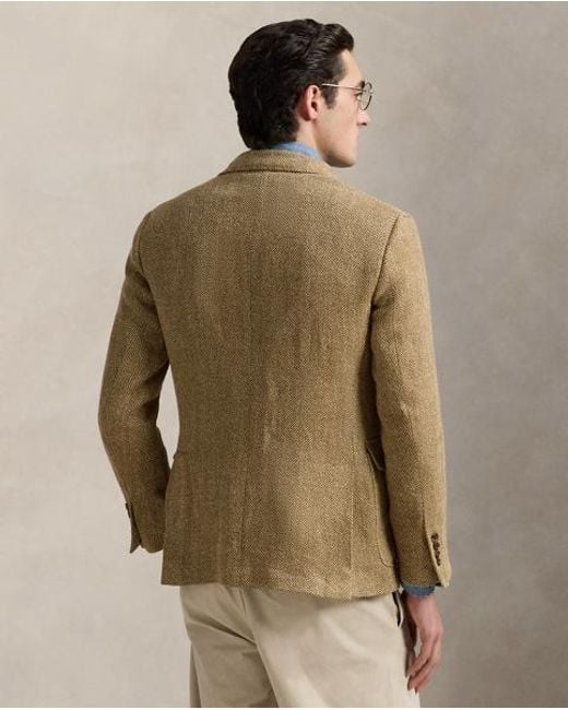 Polo Ralph Lauren Tailored-Fit Polo-Sakko Mit Fischgrat in Natural für Herren