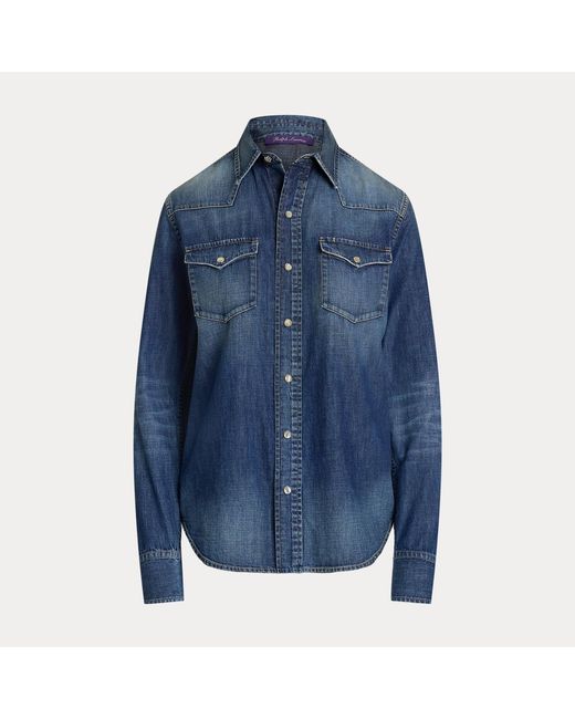 Camicia western Payson in denim di Ralph Lauren in Blue