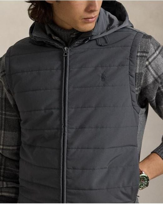 Polo Ralph Lauren Black Hybrid Hooded Gilet for men