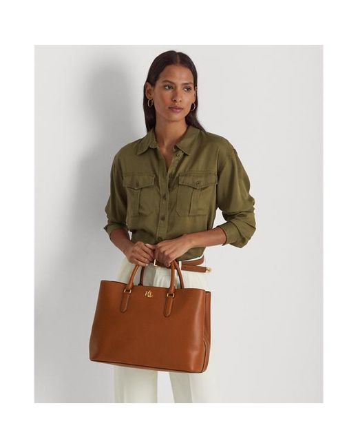 Lauren by Ralph Lauren Green Leather Large Marcy Satchel