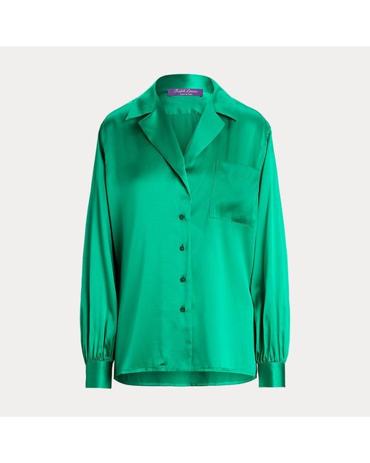 Ralph Lauren Collection Roslin Gewassen Charmeuse Overhemd in het Green