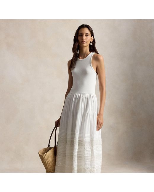 Polo Ralph Lauren White Lace-Trim Tank Dress