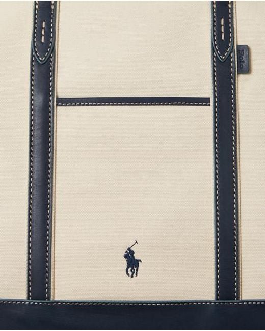 Polo Ralph Lauren Black Leather-Trim Canvas Medium Shopper Tote