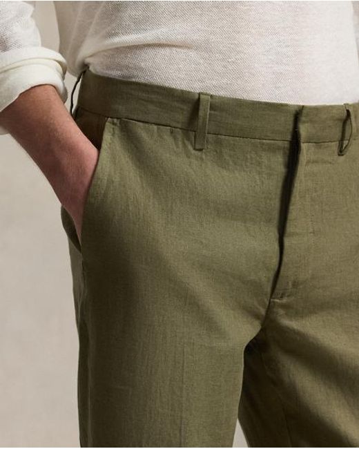 Polo Ralph Lauren Green Linen Suit Trousers for men