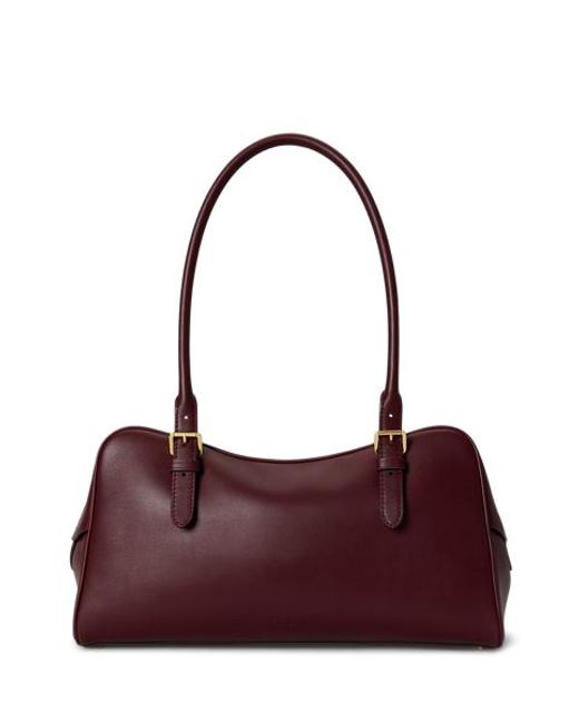 Ralph Lauren Purple Large Leather Marcy Zip Satchel