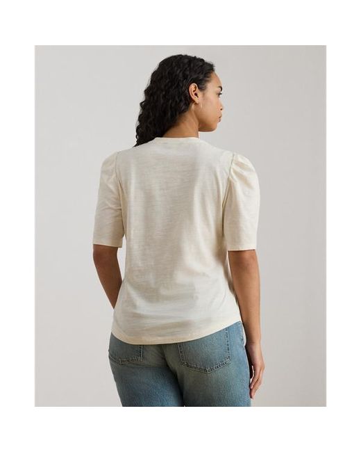 Taglie Plus - Maglia in jersey con maniche a sbuffo di Ralph Lauren in White