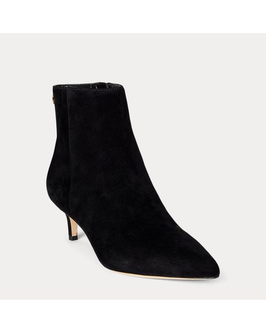 Ralph Lauren Mckay Suède Laarsje Met Hak in het Black