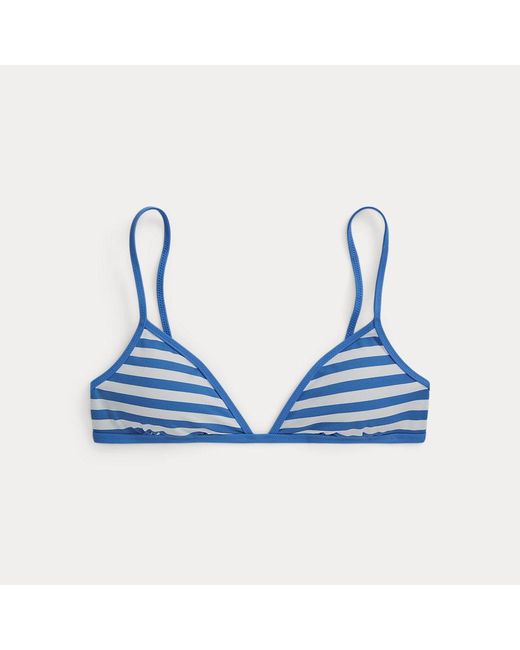 Polo Ralph Lauren Gestreepte Bikinitop Met V-hals in het Blue