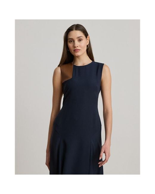 Ralph Lauren Blue Ralph Lauren Faux-Leather-Trim Georgette Dress