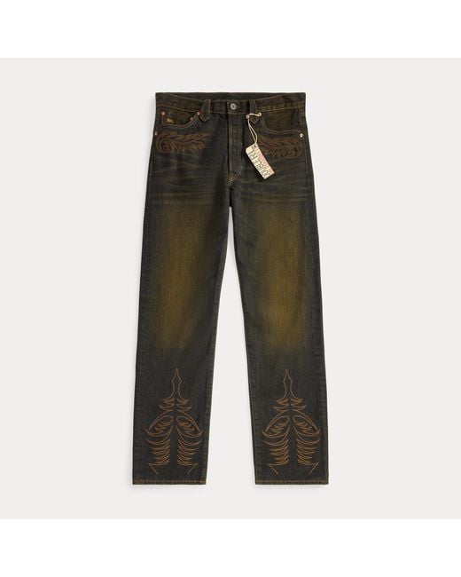 RRL Green Straight Fit Bexhill Western Jean for men