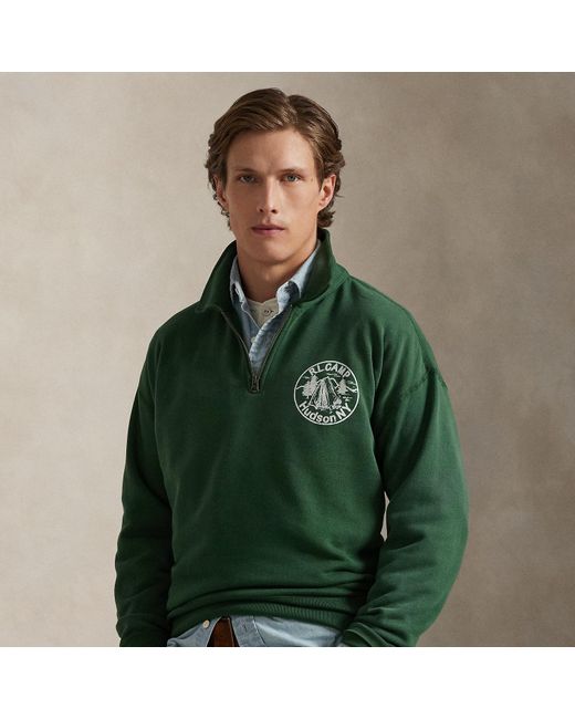 Polo Ralph Lauren Green Vintage Fit Collared Graphic Sweatshirt for men