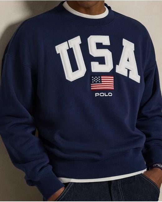 Polo Ralph Lauren Blue Vintage Fit Flag Fleece Sweatshirt for men