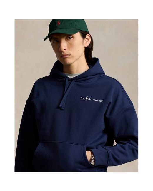 Polo Ralph Lauren Blue Relaxed Fit Logo Fleece Hoodie for men