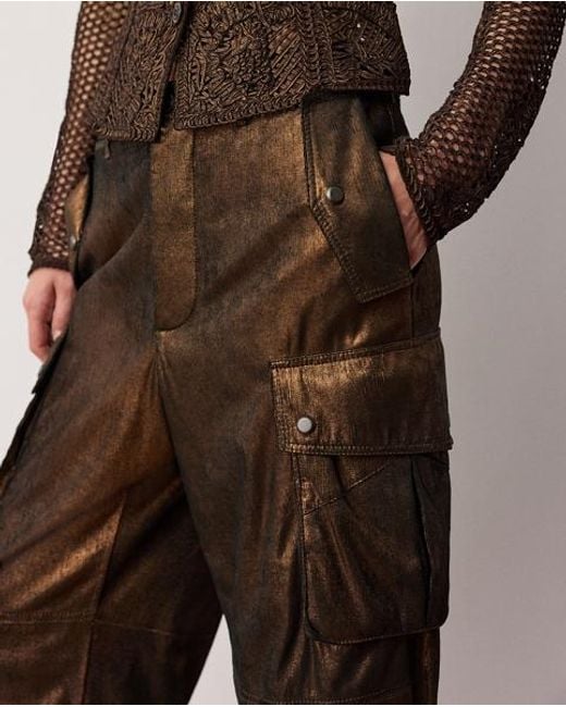 Ralph Lauren Vaughn Metallic Lambskin Trouser