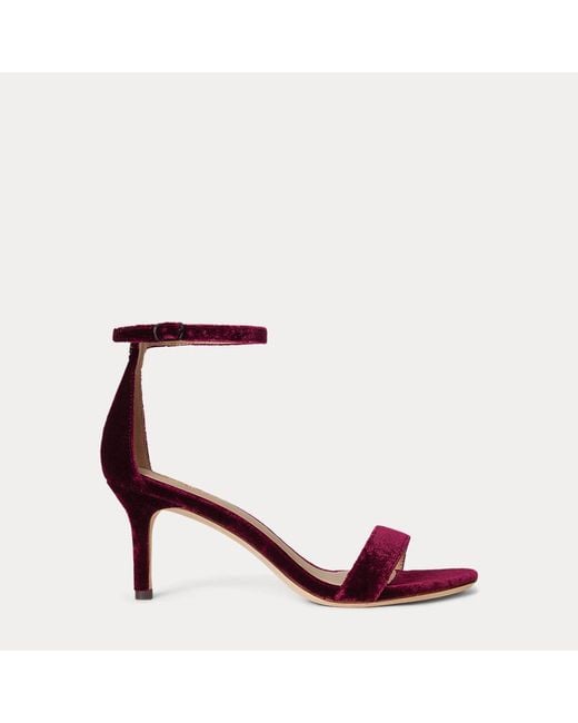 Ralph Lauren Red Sandale Allie Aus Samt