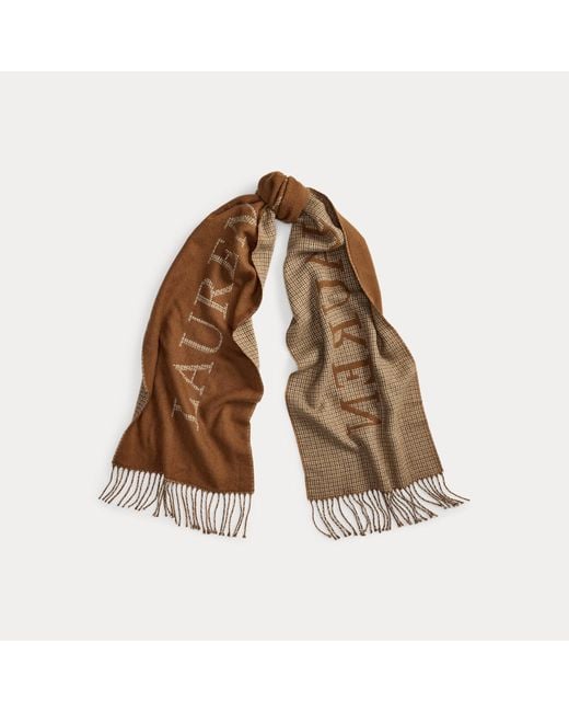 Ralph Lauren Brown Ralph Lauren Reversible Logo Jacquard Scarf