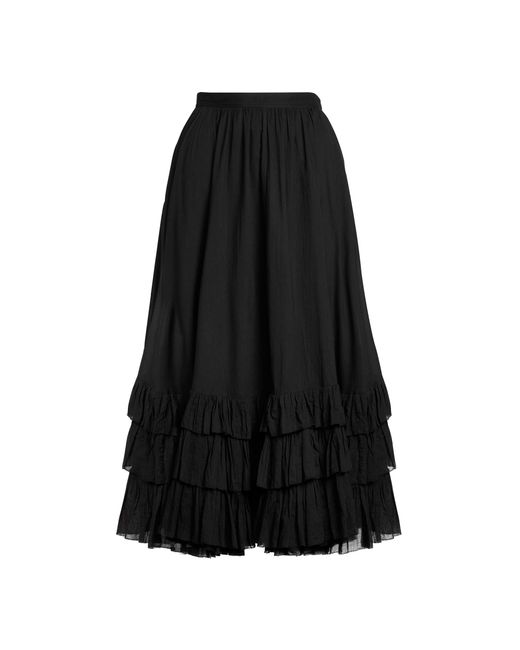 Polo Ralph Lauren Ruffle-trim Cotton Voile Skirt in Black | Lyst