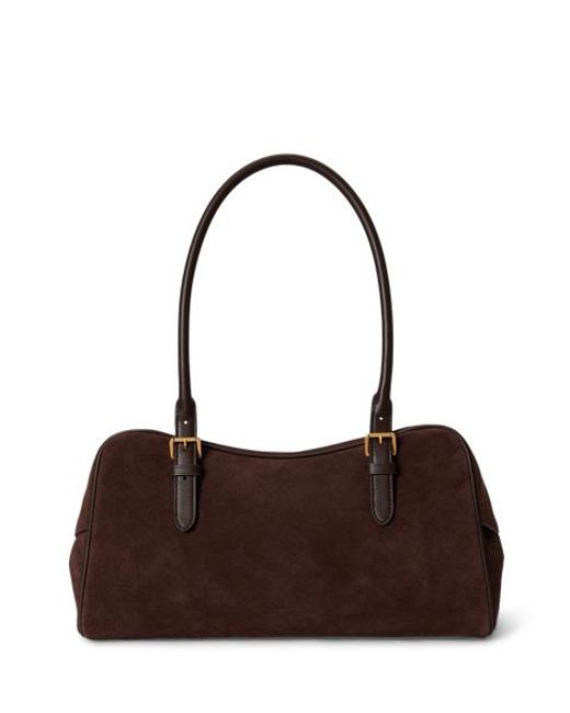 Ralph Lauren Natural Suede Large Marcy Zip Satchel