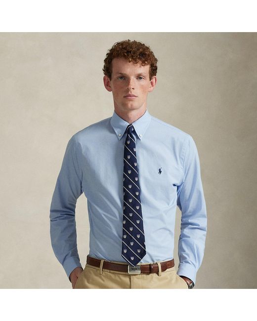 Polo Ralph Lauren Blue Custom Fit Stretch Poplin Shirt for men