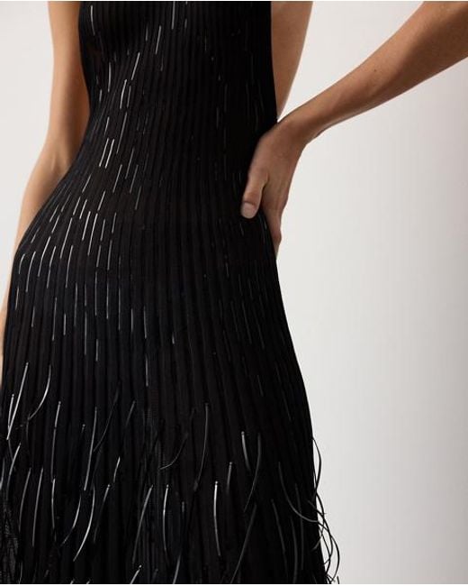 Ralph Lauren Black Cayla Embellished Sweater Evening Dress