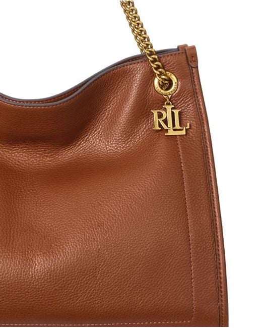Ralph Lauren Blue Große Narbenleder-Tragetasche Bradley