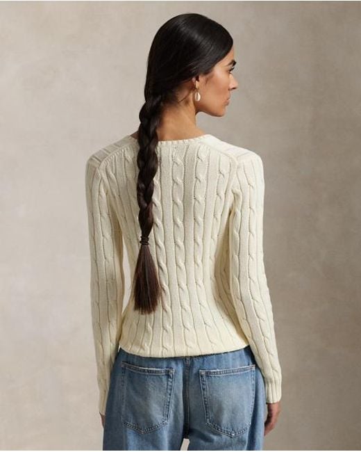Polo Ralph Lauren Natural Cable-Knit Cotton V-Neck Jumper
