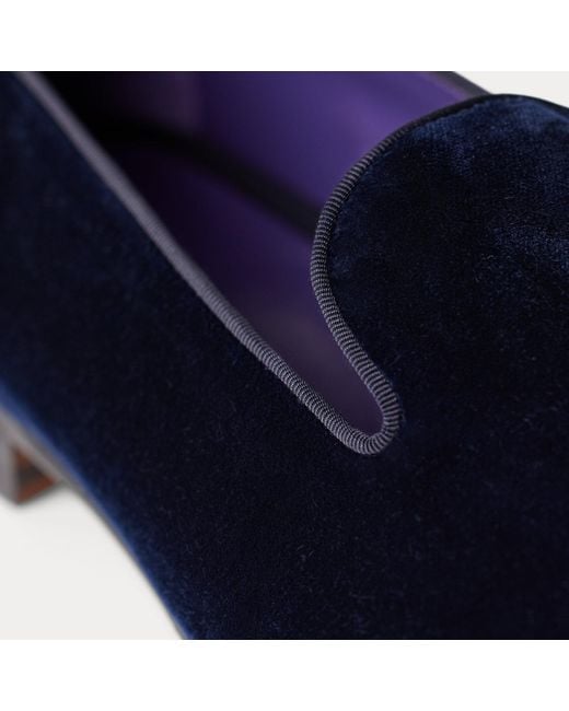 Ralph Lauren Blue Alonzo Velvet Slipper for men