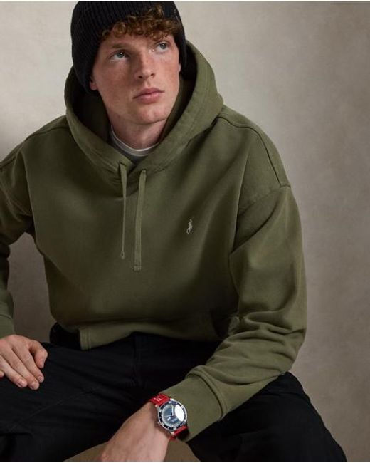 Polo Ralph Lauren Green Relaxed Fit Logo Fleece Hoodie for men