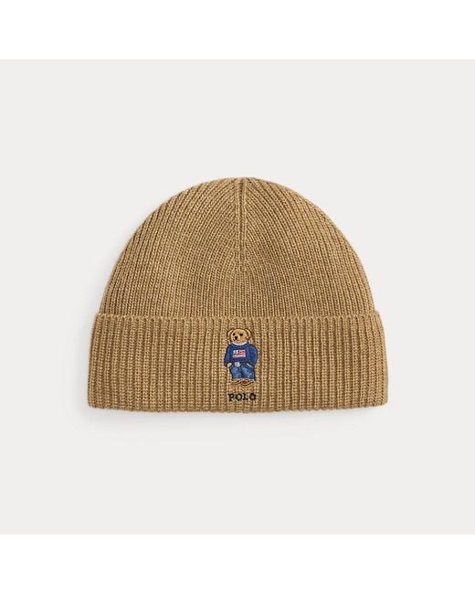 Ralph Lauren Natural Polo Bear Rib-Knit Beanie for men