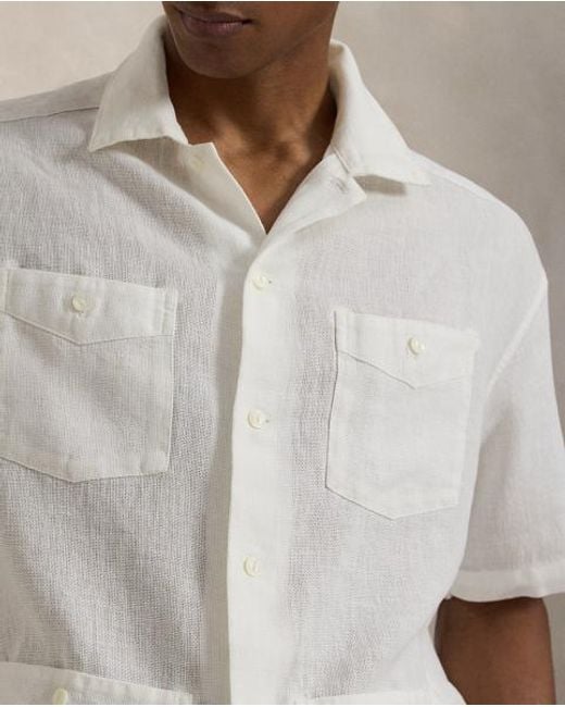 Polo Ralph Lauren Gray Classic Fit Linen-Cotton Shirt for men
