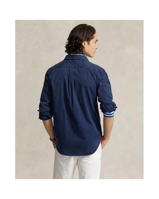 Camicia in chino Classic-Fit di Polo Ralph Lauren in Blue da Uomo
