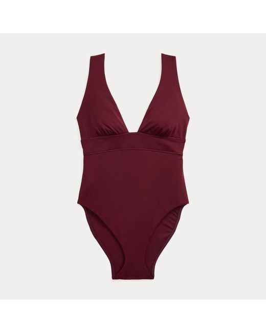Ralph Lauren Red Badeanzug Mit V-Ausschnitt