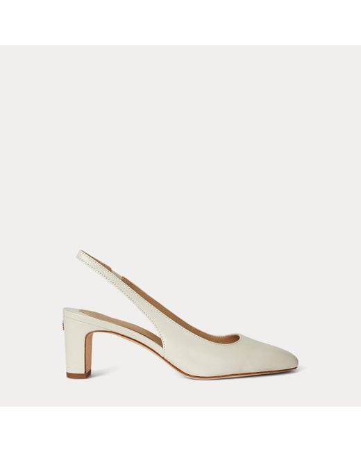 Ralph Lauren Natural Klaire Leather Slingback Pump