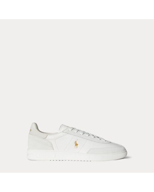 Polo Ralph Lauren White Bedford Leather-Suede Trainer for men