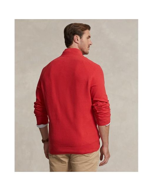 Polo Ralph Lauren Red Ralph Lauren Mesh-knit Cotton Quarter-zip Sweater for men