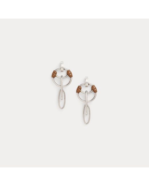 Ralph Lauren Metallic Calfskin-Trim Small Equestrian Earrings