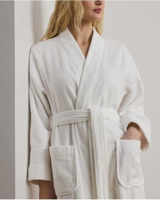 Ralph Lauren Custom Katoenen Badstof Badjas in het White