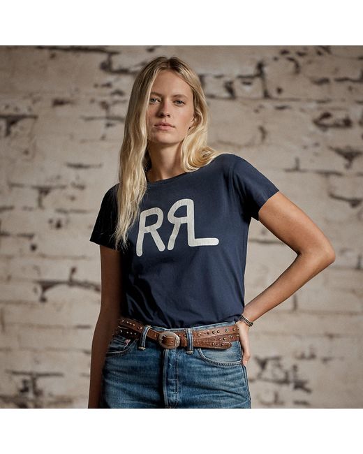 RRL Blue Logo Cotton Jersey T-Shirt