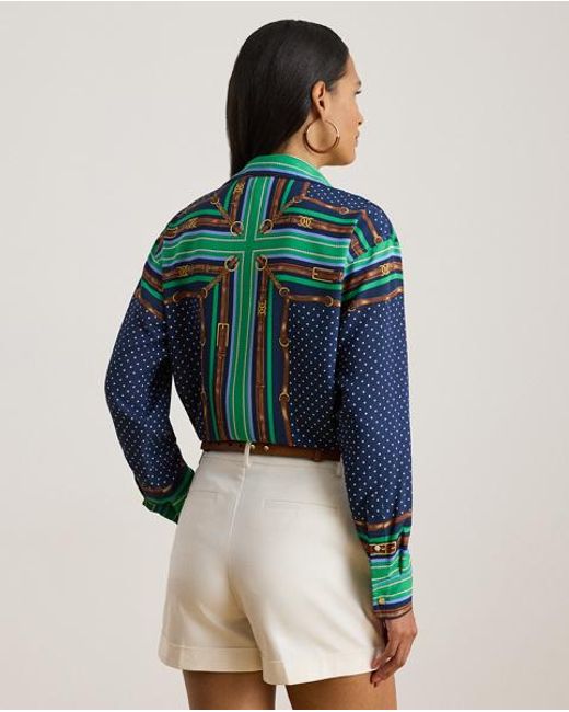 Ralph Lauren Blue Relaxed-Fit Hemd Mit Muster