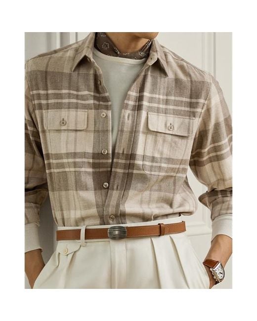 Ralph Lauren Natural Plaid Cashmere Shirt for men