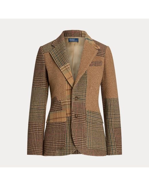 Polo Ralph Lauren Patchwork Herringbone Tweed Blazer in Brown Lyst UK