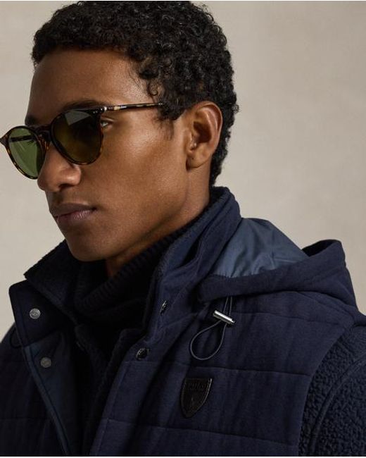Polo Ralph Lauren Blue Quilted Jersey Hooded Gilet for men