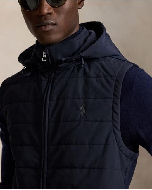 Polo Ralph Lauren Blue Hybrid Hooded Gilet for men