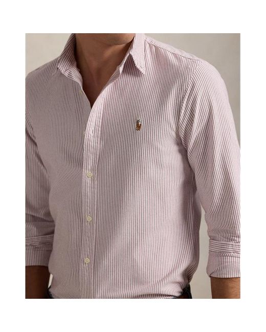 Polo Ralph Lauren Red Slim Fit Striped Oxford Shirt for men