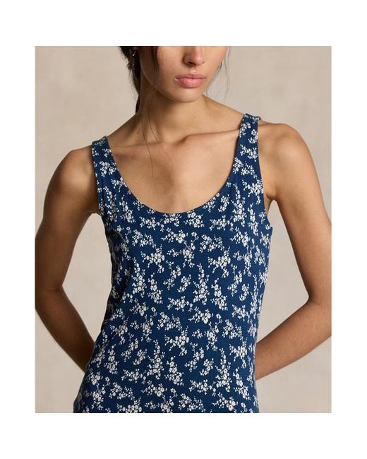 Polo Ralph Lauren Blue Floral Scoopneck Jersey Dress