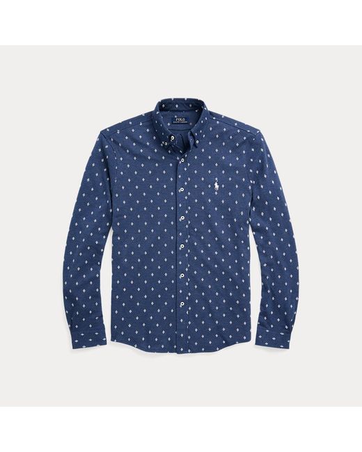 Polo Ralph Lauren Blue Print Featherweight Mesh Shirt for men